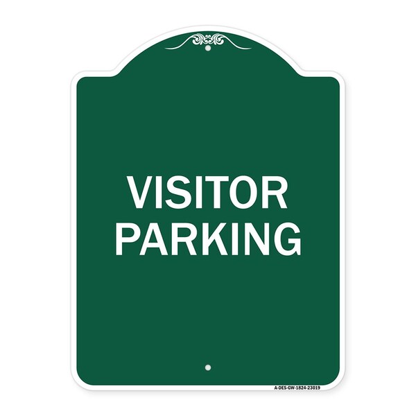 Signmission Reserved Parking Sign Visitor Parking, Green & White Aluminum Sign, 18" x 24", GW-1824-23019 A-DES-GW-1824-23019 - main